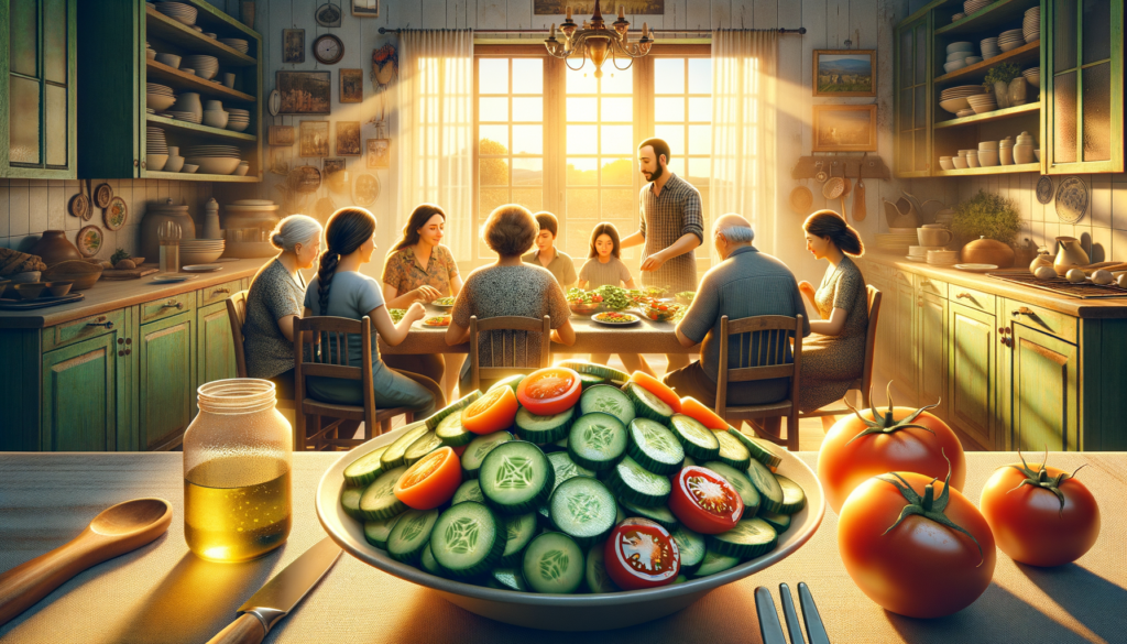 A colorful bowl of fresh Israeli salad with chopped vegetables and herbs