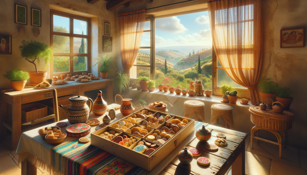 Handcrafted Israeli holiday gifts arranged in a festive box