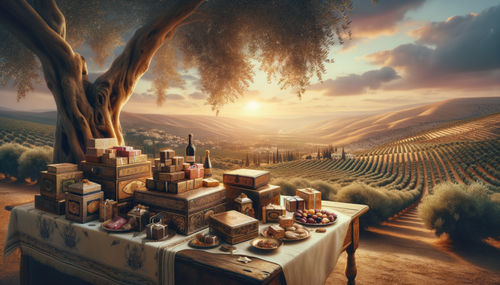 Assorted kosher gift items from Israel in a decorative box