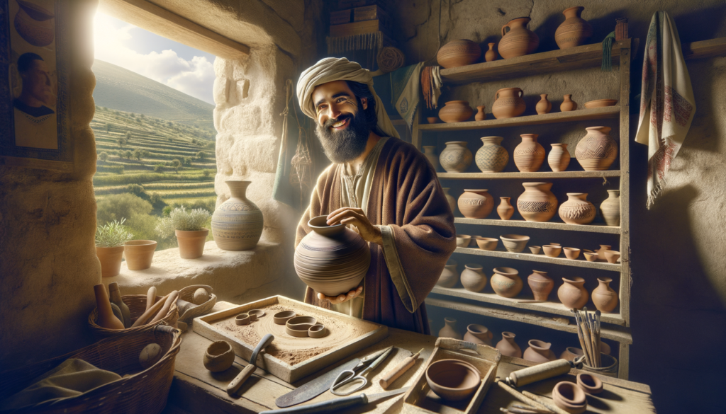 A warm and inviting view of Israeli countryside with artisan products