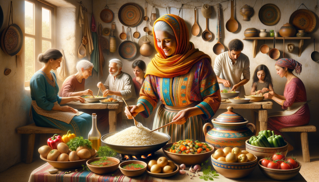 Colorful Middle Eastern rice dish with herbs and vegetables