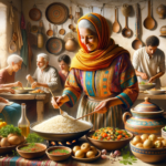 Colorful Middle Eastern rice dish with herbs and vegetables