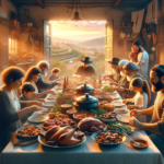 Traditional Israeli meat dish served with herbs and side dishes