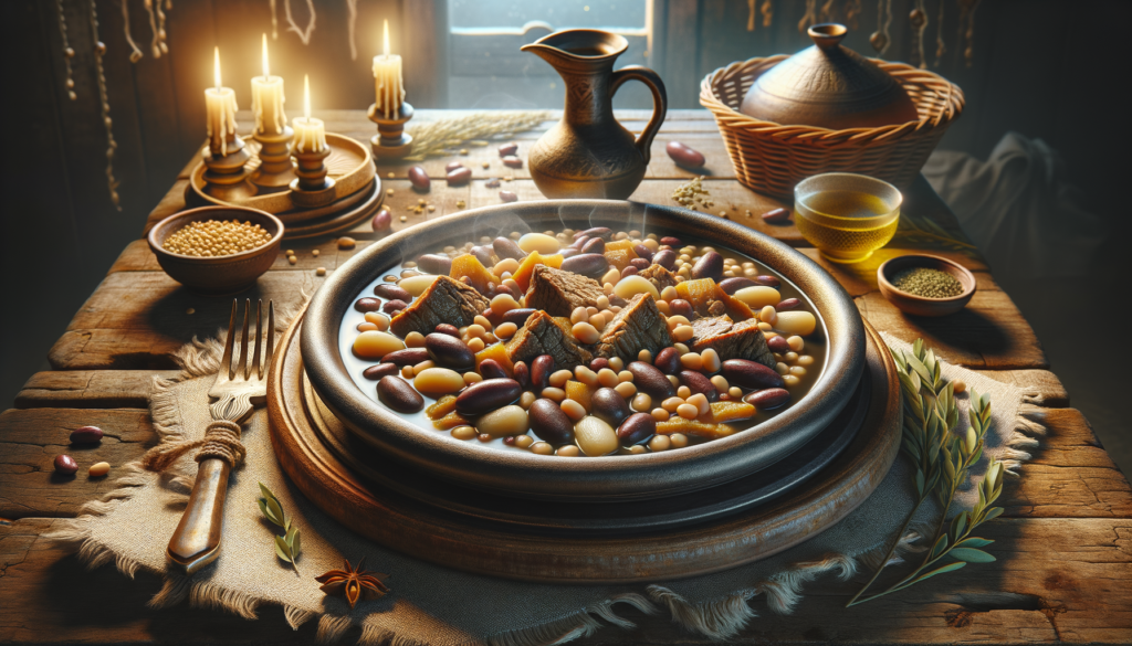 Image illustrating: Traditional Ashkenazi Cholent from Generations of Sabbath Tables Passed down through generations, this cholent recipe captures the essence of Ashkenazi comfort food. A hearty, slow-cooked stew that brings warmth and tradition to your Shabbat meals. Health Benefits of Cholent Rich in protein from meat and beans High in fiber from beans and barley Slow cooking preserves nutrients Provides sustained energy for the day