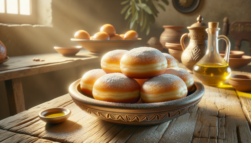 Image illustrating:Golden Sfinge Doughnuts from Jewish North African Traditions