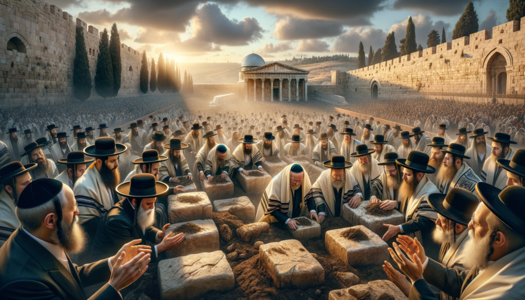 Image illustrating: Soon after, they laid the foundation for the new Temple. The moment was emotional—some wept with joy, others with sorrow, remembering the grandeur of the First Temple. But all understood the significance of what they were doing.