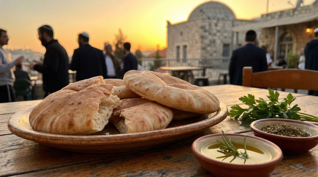Image illustrating:Authentic Israeli Pita Bread Recipe