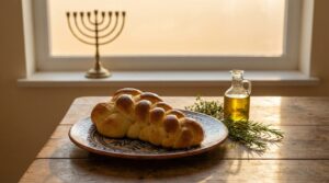 Image illustrating:Baking Shlissel Challah with Love and Tradition
