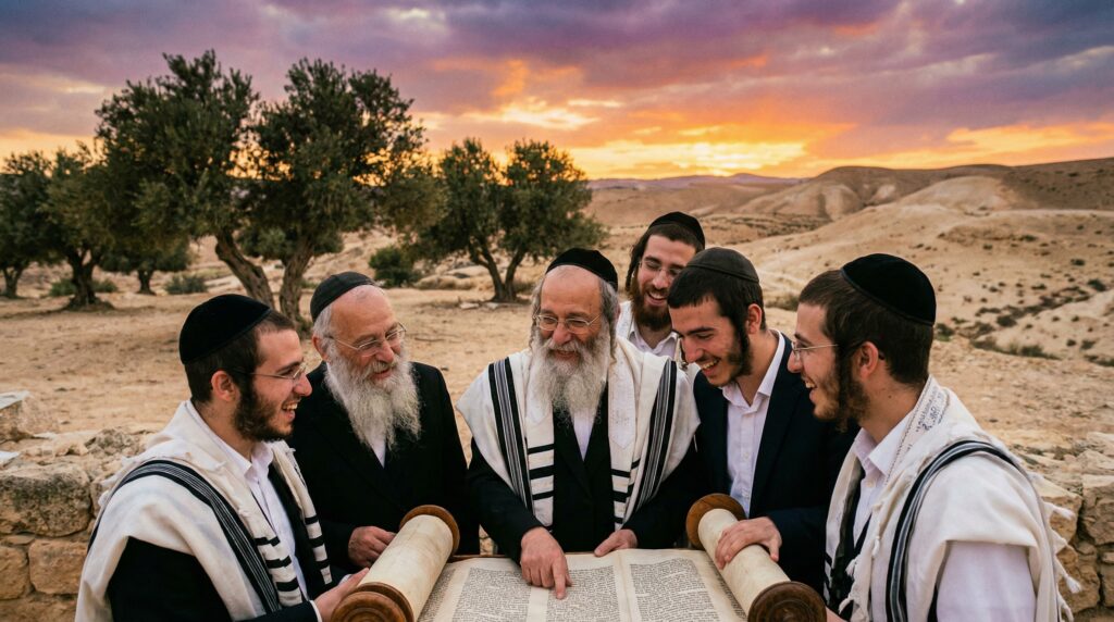 Ancient scrolls and artifacts representing Jewish heritage