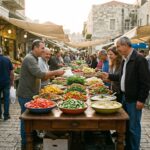 A colorful array of fresh Israeli salads